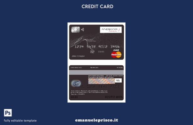 modello di carta principale della banca Andorra Andbank in stile verificato